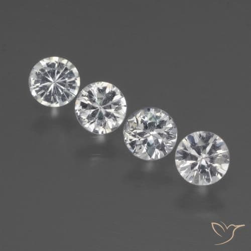 1.27ct Natural Clear White Sapphire, Round Cut, 4.23 mm