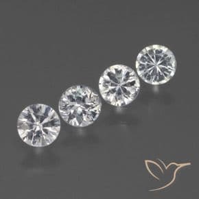 1.27ct Natural Clear White Sapphire, Round Cut, 4.23 mm