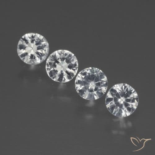 1.35ct Natural Clear White Sapphire, Round Cut, 4.26 mm