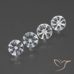 1.35ct Natural Clear White Sapphire, Round Cut, 4.26 mm