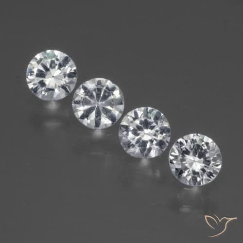 1.44ct Natural Clear White Sapphire, Round Cut, 4.33 mm