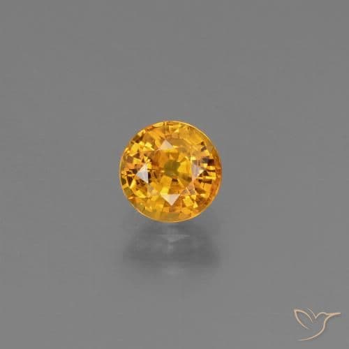 0.85ct Natural Gold Sapphire, Round Cut, 5.38 mm