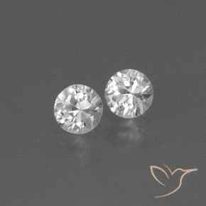 0.80ct Natural Clear White Sapphire, Round Cut, 4.46 mm