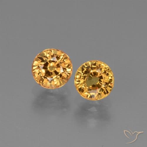 1.46ct Medium Orange-Gold Sapphire, Round Cut, 4.98 mm