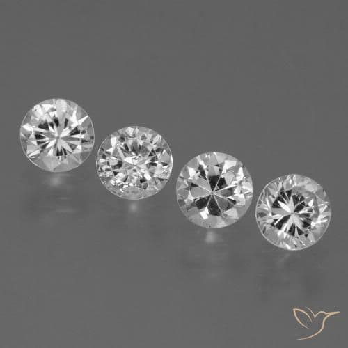 1.78ct Natural Clear White Sapphire, Round Cut, 4.53 mm