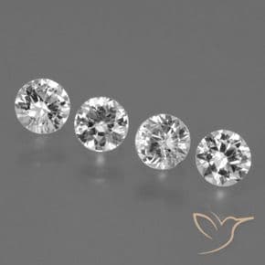 1.71ct Natural Clear White Sapphire, Round Cut, 4.55 mm