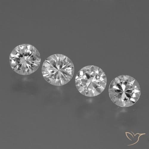 1.63ct Natural Clear White Sapphire, Round Cut, 4.38 mm