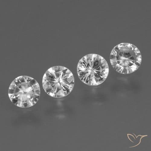 1.52ct Natural Clear White Sapphire, Round Cut, 4.40 mm