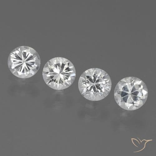 1.59ct Natural White Sapphire, Round Cut, 4.38 mm