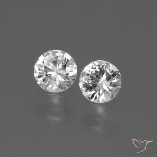 0.74ct Natural Clear White Sapphire, Round Cut, 4.37 mm