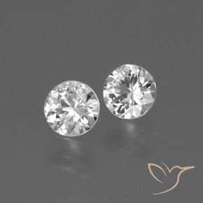 0.74ct Natural Clear White Sapphire, Round Cut, 4.37 mm