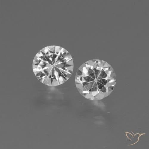 0.75ct Natural Clear White Sapphire, Round Cut, 4.49 mm