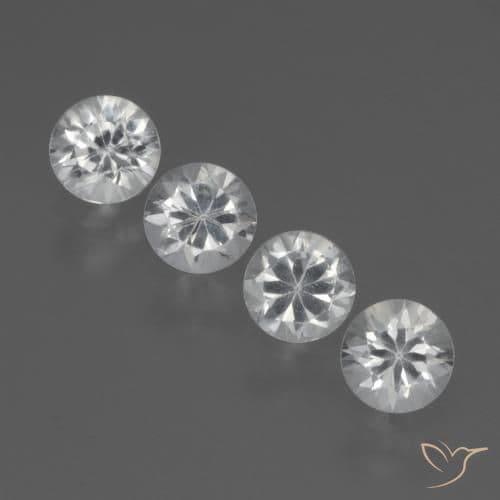 1.60ct Natural White Sapphire, Round Cut, 4.39 mm