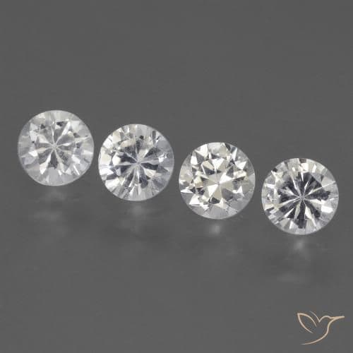 1.71ct Natural White Sapphire, Round Cut, 4.55 mm