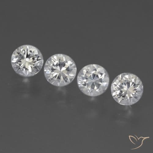1.58ct Natural White Sapphire, Round Cut, 4.46 mm