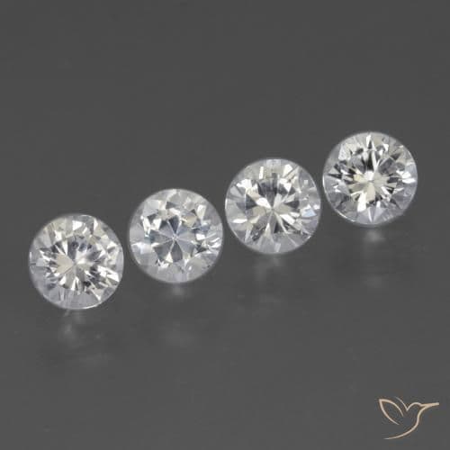 1.58ct Natural White Sapphire, Round Cut, 4.46 mm