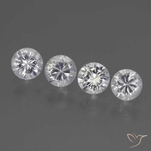 1.55ct Natural White Sapphire, Round Cut, 4.40 mm