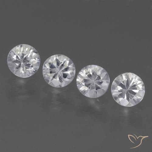 1.77ct Natural White Sapphire, Round Cut, 4.53 mm