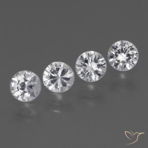 1.50ct Natural Clear White Sapphire, Round Cut, 4.36 mm