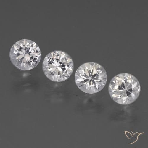 1.60ct Natural White Sapphire, Round Cut, 4.40 mm