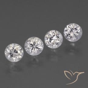 1.60ct Natural White Sapphire, Round Cut, 4.40 mm