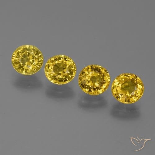 2.92ct Natural Deep Yellow Sapphire, Round Cut, 5.15 mm