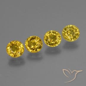 2.92ct Natural Deep Yellow Sapphire, Round Cut, 5.15 mm