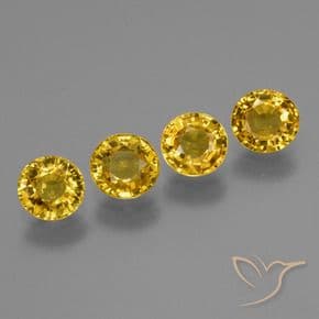2.34ct Natural Deep Yellow Sapphire, Round Cut, 4.91 mm