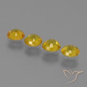 2.34ct Natural Deep Yellow Sapphire, Round Cut, 4.91 mm