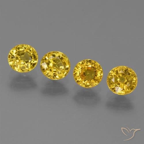 0.93ct Natural Medium Yellow Sapphire, Round Cut, 4.52 mm
