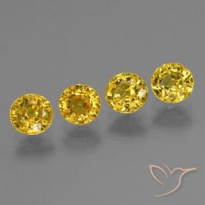 2.57ct Natural Deep Yellow Sapphire, Round Cut, 4.80 mm