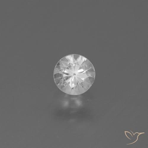 0.43ct Natural White Sapphire, Round Cut, 4.45 mm