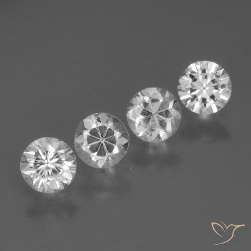 1.57ct Natural White Sapphire, Round Cut, 4.42 mm
