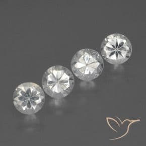 1.64ct Natural White Sapphire, Round Cut, 4.39 mm