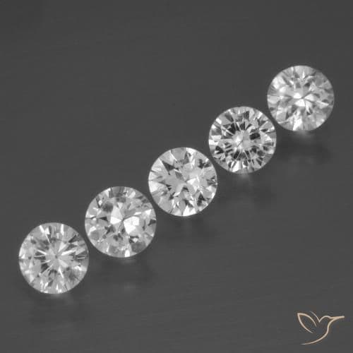 1.75ct Natural White Sapphire, Round Cut, 4.39 mm