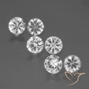 2.28ct Natural White Sapphire, Round Cut, 4.35 mm