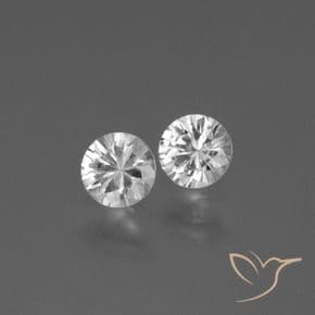 0.72ct Natural Clear White Sapphire, Round Cut, 4.30 mm