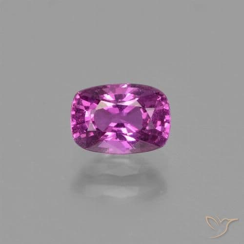 1.10ct Bright Magenta Sapphire, Cushion Cut, 6.7x4.7 mm