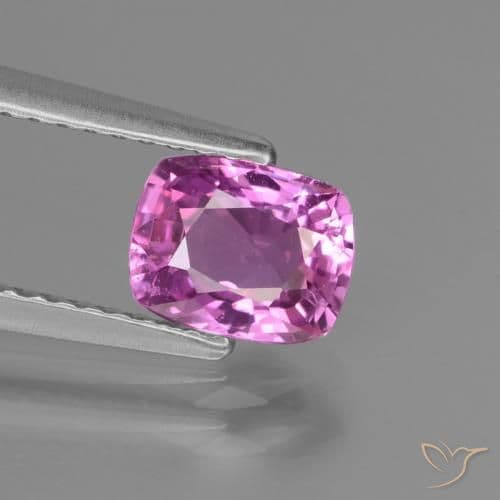 1.25ct Natural Pinkish Grape Sapphire, Cushion Cut, 7x5.3 mm
