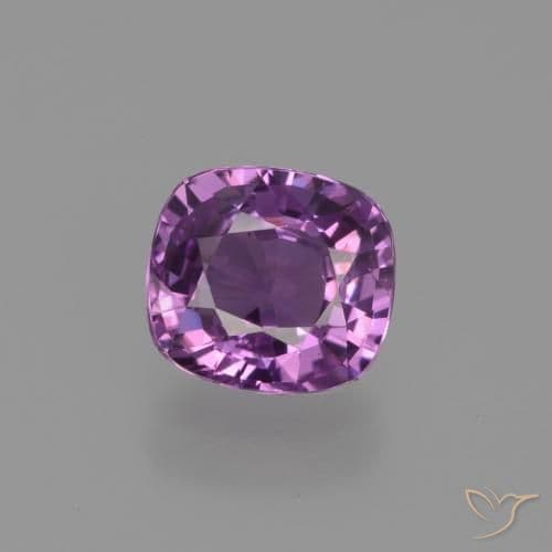 1.33ct Pinkish Grape Sapphire, Cushion Cut, 6.5x5.9 mm