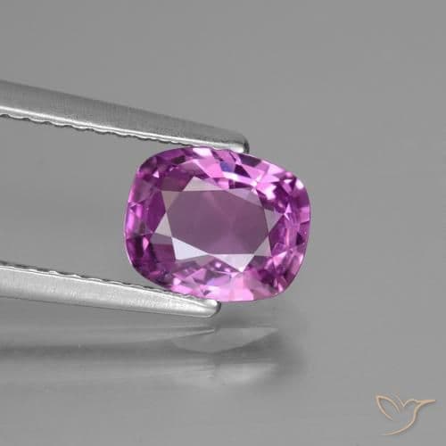 1.45ct Intense Pinkish Purple Sapphire, Cushion Cut, 7.5x6 mm