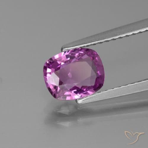 1.45ct Intense Pinkish Purple Sapphire, Cushion Cut, 7.5x6 mm