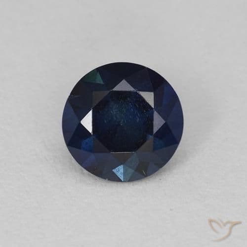 0.62ct Natural Dark Blue Sapphire, Round Cut, 5.18 mm
