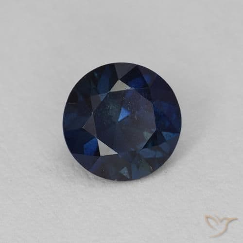0.62ct Natural Dark Blue Sapphire, Round Cut, 5.18 mm