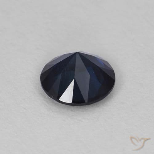 0.62ct Natural Dark Blue Sapphire, Round Cut, 5.18 mm