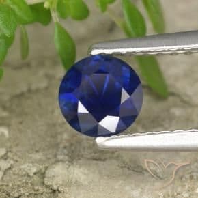 0.60ct Natural Navy Blue Sapphire, Round Cut, 5.06 mm