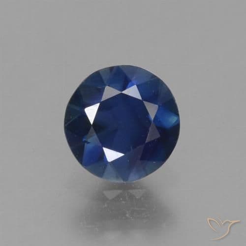 0.77ct Natural Dark Blue Sapphire, Round Cut, 5.45 mm