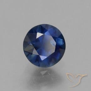 0.77ct Natural Dark Blue Sapphire, Round Cut, 5.45 mm