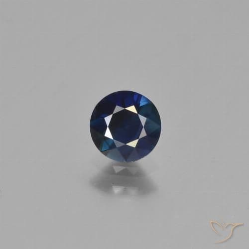 0.65ct Natural Dark Blue Sapphire, Round Cut, 5.21 mm