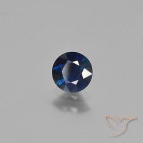 0.65ct Natural Dark Blue Sapphire, Round Cut, 5.21 mm